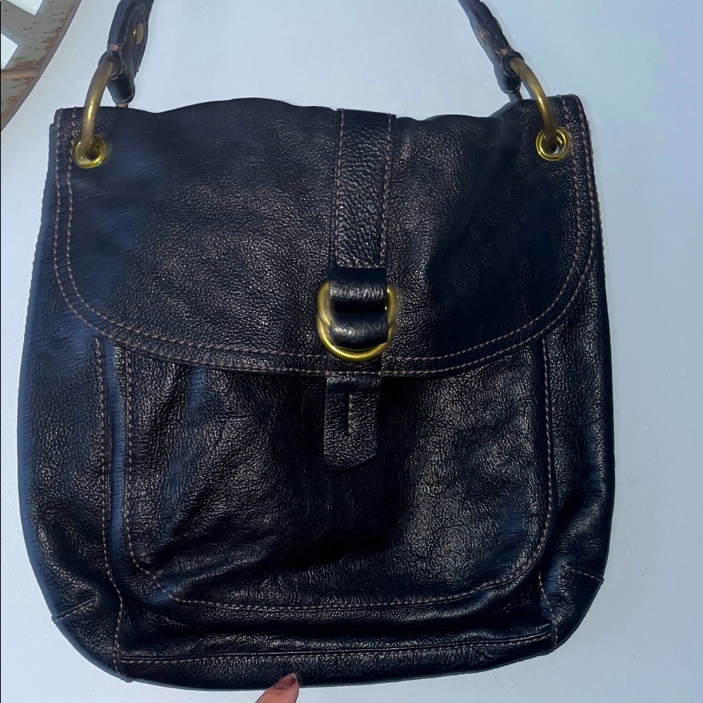Fossil long live vintage black leather shoulder bag